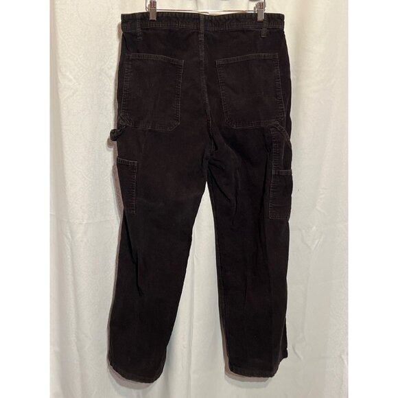 H&M Mens Black Corduroy Carpenter Pants Size 32 With Multiple Pockets & Belt Loo - Picture 2 of 10